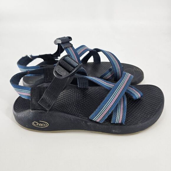 Chaco Blue Striped Sandals 8 Womens - Picture 1 of 6